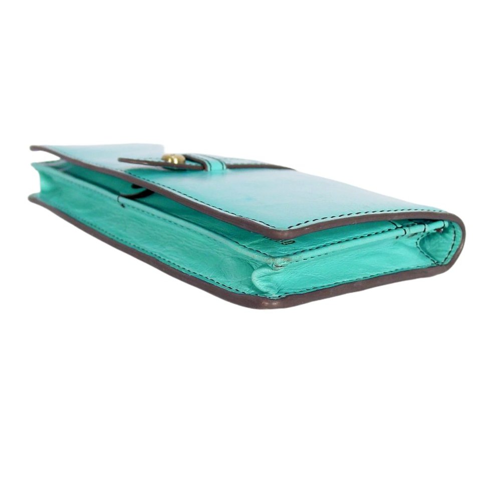 HOBO Alta $98 Aqua Leather Bi-Fold Clutch Organizer Wallet - Picture 4 of 10